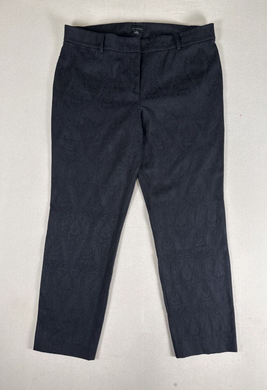 Ann Taylor Women’s Size 12 Black Paisley Jacquard Ankle Dress Pants Career